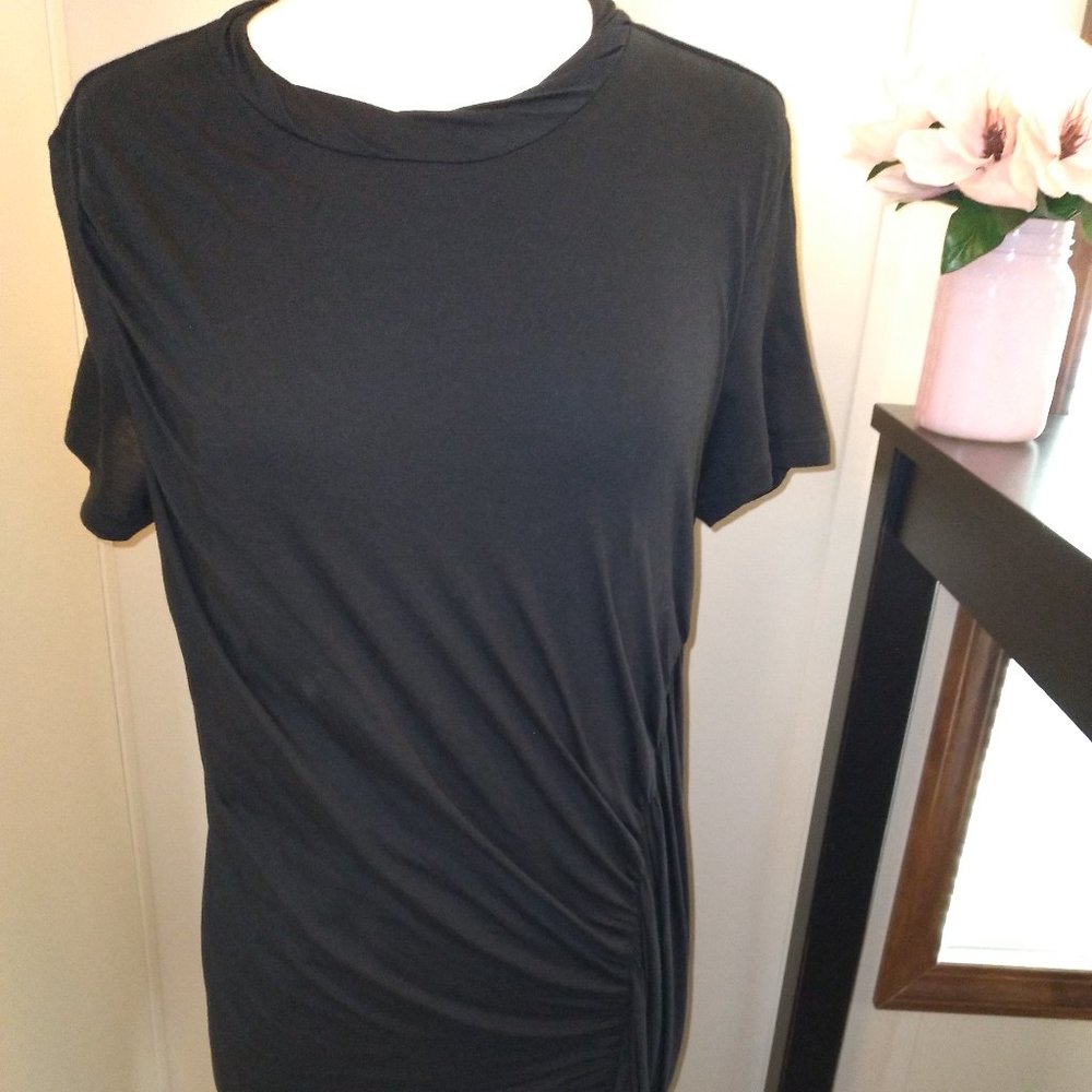 Theory Black Midi Dress with ruching